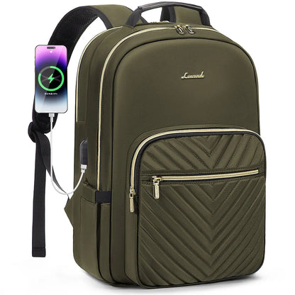 Waterproof Nylon Laptop Backpack for Women & Girls - 15.6 & 17-Inch College, School, Travel, and Business Bag