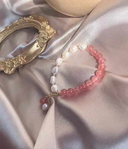 Strawberry Quartz Pi Xiu Bracelet for Women – Natural Crystal Bracelet with Red Woven Strap | Perfect Gift for Girlfriends
