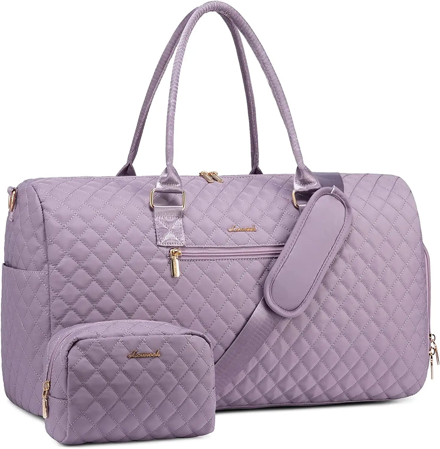 LOVEVOOK 2022 Luxury Quilted Weekender Duffel Bag - Custom Canvas Travel Bag for Men & Women Glazy