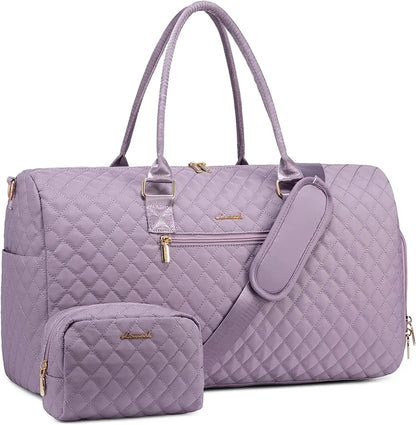 LOVEVOOK 2022 Luxury Quilted Weekender Duffel Bag - Custom Canvas Travel Bag for Men & Women Glazy