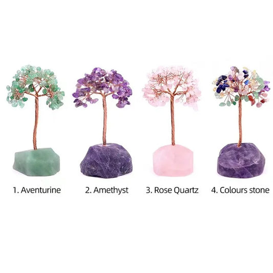 12-14cm Natural Crystal Chips Money Tree | Quartz, Amethyst, & More