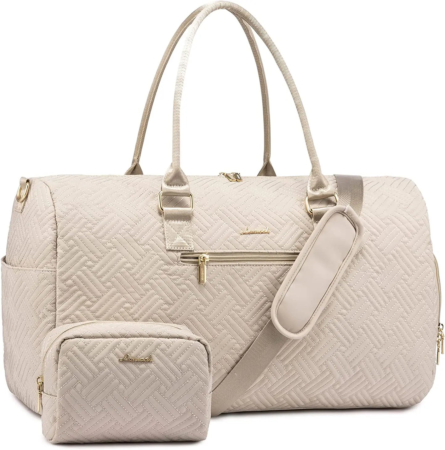 LOVEVOOK 2022 Luxury Quilted Weekender Duffel Bag - Custom Canvas Travel Bag for Men & Women Glazy