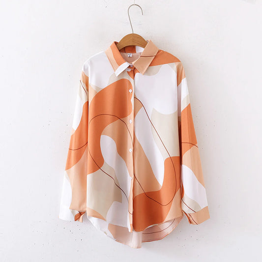Women's New Floral Print Lapel Long-Sleeve Shirt – Loose-Fit, Trendy, and Stylish Design Relyn
