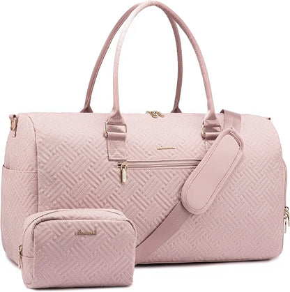 LOVEVOOK 2022 Luxury Quilted Weekender Duffel Bag - Custom Canvas Travel Bag for Men & Women Glazy