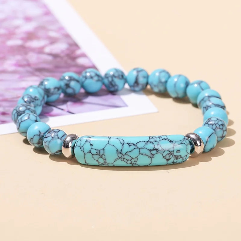 8mm Pink Crystal Bead Bracelet – Natural Stone Stretch Bracelet with Stainless Steel Accessories