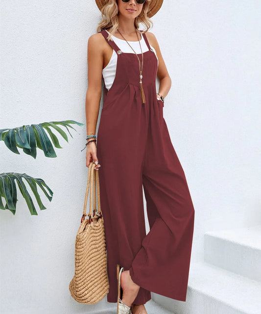 Women's Casual Loose Jumpsuit | Sleeveless Strap Overalls Romper, Plus-Size Trousers for Everyday Style Marie